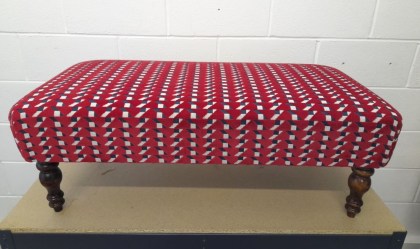 Bench Footstool upholstered in Pierre Frey Red Velvet